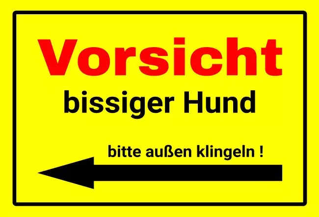 WarnschildWarnung - Zutritt verboten Bissiger Hund Bild